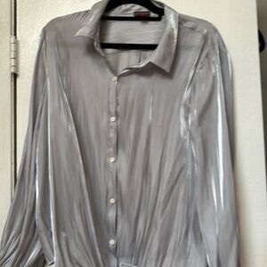 Vince Camuto XL NWT-opulent mood- silver stone - tie front blouse   Gorgeous